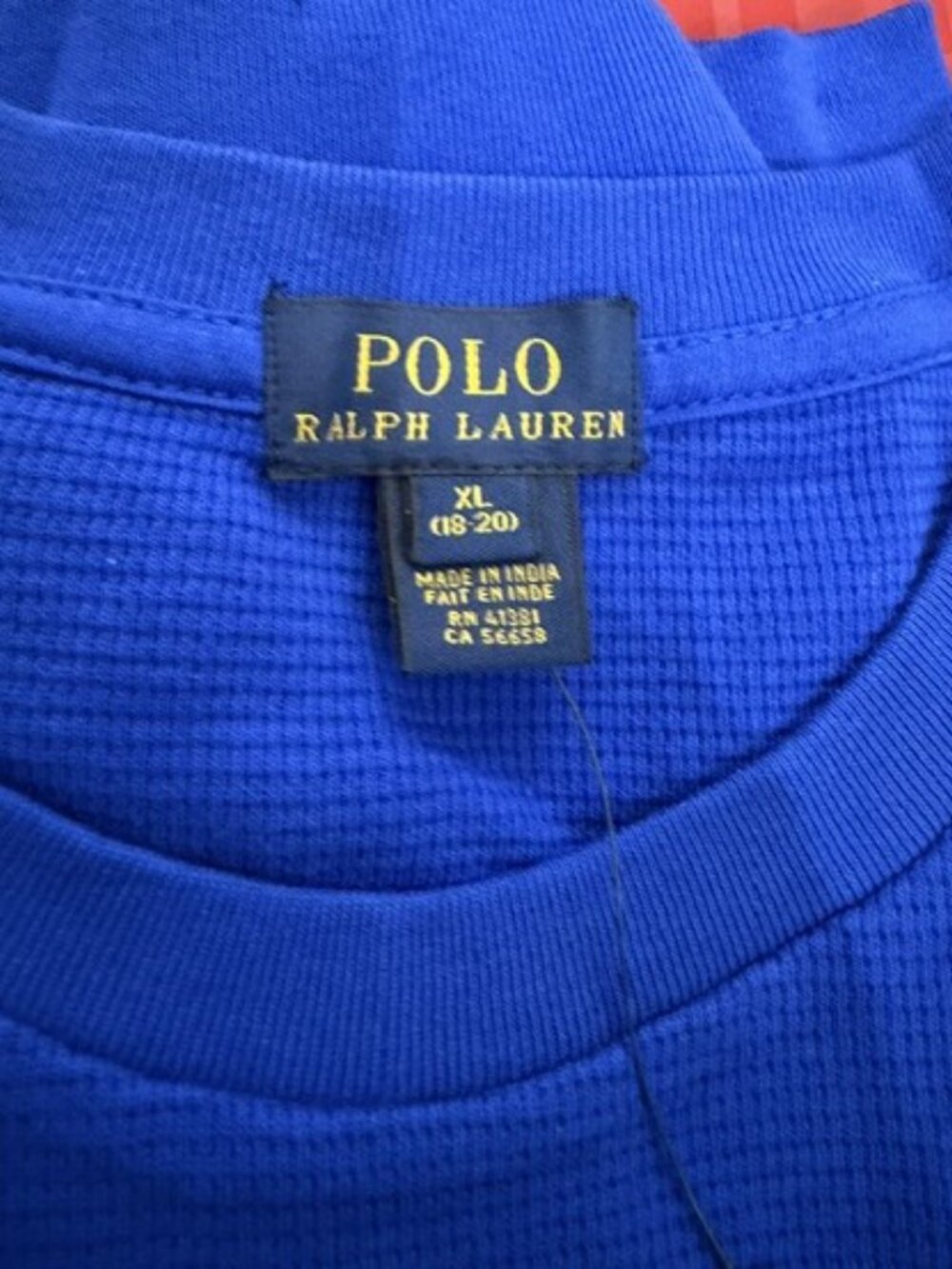 Polo Ralph Lauren Top XL (18-20) Waffle Knit Royal Blue Long Sleeve - Picture 3 of 4